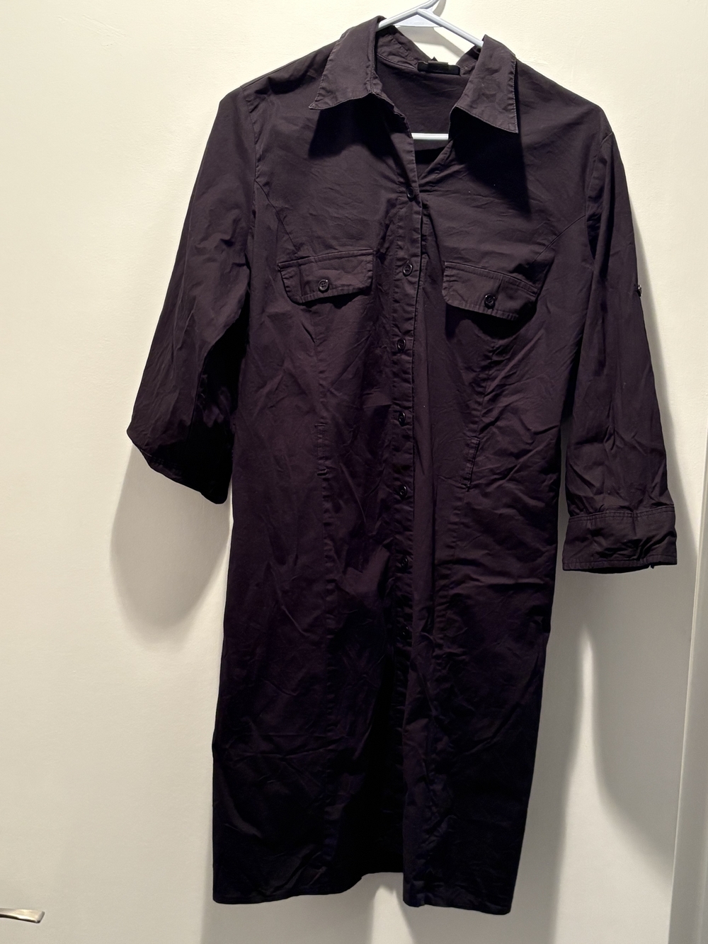 Courtenay Black Button-Front Shirt Dress Jacket